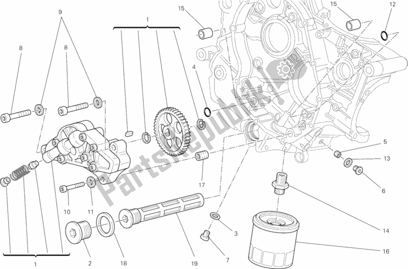 Tutte le parti per il Pompa Dell'olio - Filtro del Ducati Monster 696 ABS 2013